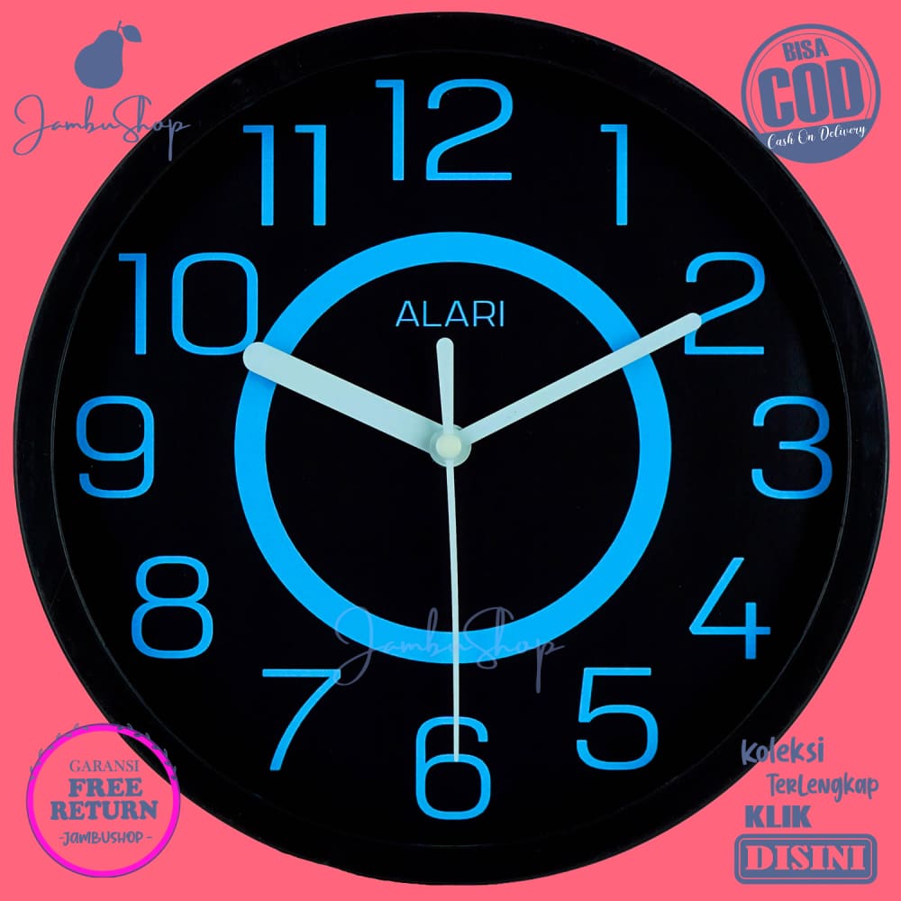 Jam Dinding Quartz Minimalis Blue Alari AL1181 Dekorasi Kamar BestSeller Besar