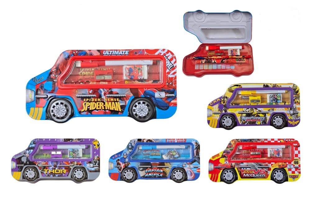 ((BACA KETERANGAN))KOTAK PENSIL bahan KALENG model TRUK BESAR PENCIL CASE Tempat Pensil BUS RODA