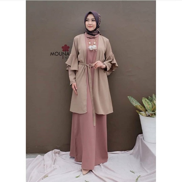 Baju Muslim Modern TRUSYA SET DRESS MOSSCRAPE DAPAT GAMIS + LUARAN PISAH Gamis Wanita Remaja Gamis Wanita Terbaru 2021 Gamis Murah Kekinian BEST SELLER