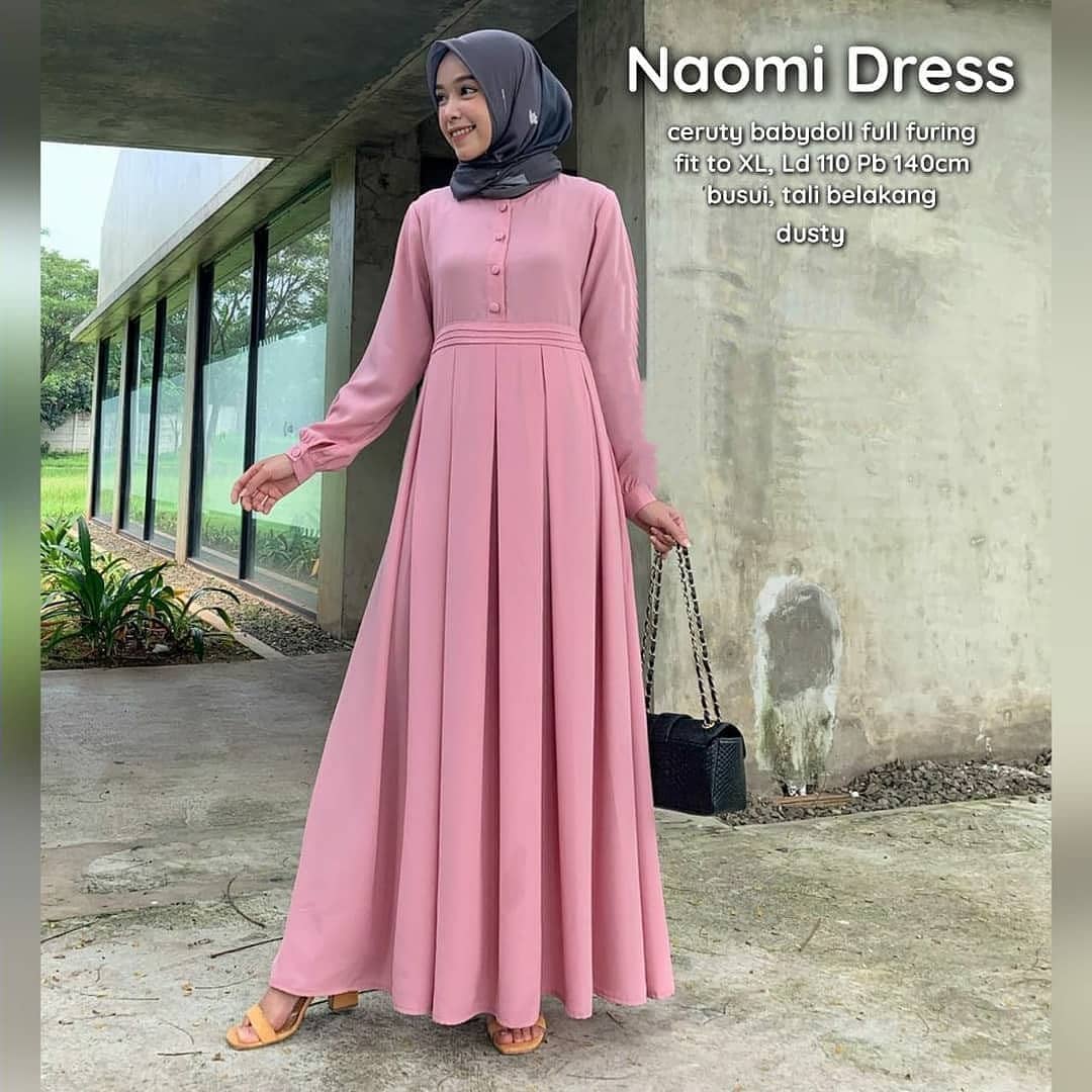 Baju Muslim Modern NAOMI DRESS IK Bahan CERUTY BABYDOLL KANCING DEPAN BUSUI Baju Gamis Remaja Baju Gamis Jumbo Gamis Kondangan Gamis Terbaru 2021 Modern BEST SELLER