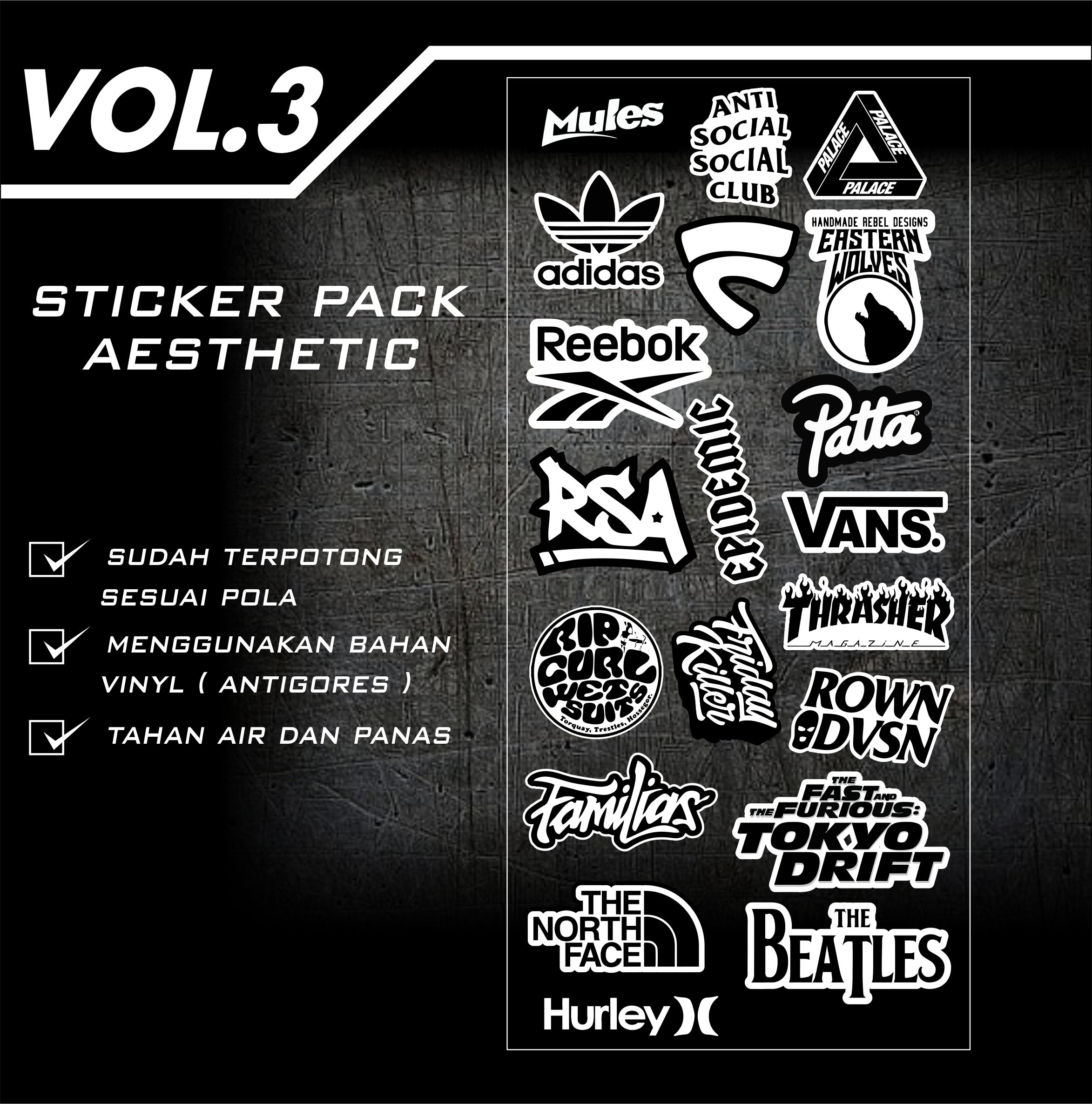 (MTP) 60 PCS STICKER AESTHETIC LOGO BRAND UNTUK LAPTOP CASE TUMBLER