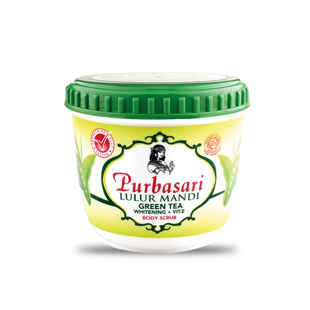 Purbasari Lulur Mandi Green Tea Whittening + Vit E Body Scrub 125 gr / 235 g / Lulur Mandi / Body Scrub Green Tea