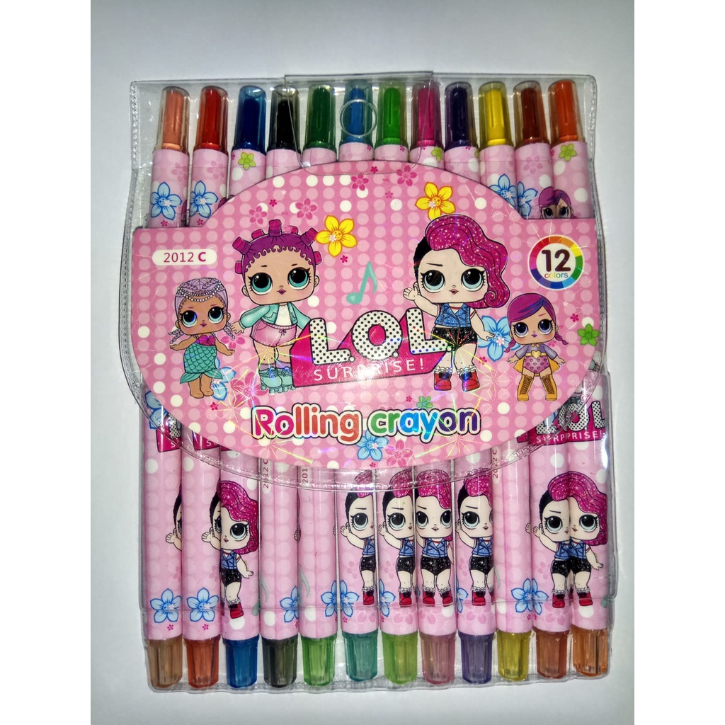 ROLLING CRAYON 12 PCS PENSIL WARNA COLOURING KARAKTER MOTIF DORAEMON MICKEY MOUSE FROZEN HELLO KITTY KUROMI LOL BARBIE PRINCESS SPIDERMAN MOBIL CARS MINION EVENGERPOKEMON