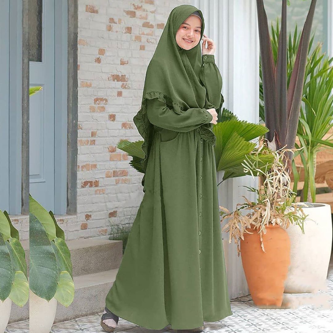 Baju Muslim Modern JUWITA SYARI Bahan MOSSCRAPE Dapat GAMIS + KHIMAR Gamis Syari Set Khimar Terbaru 2021 Gamis Syari Remaja Simple Gamis Syar’i Wanita Jumbo BEST SELLER
