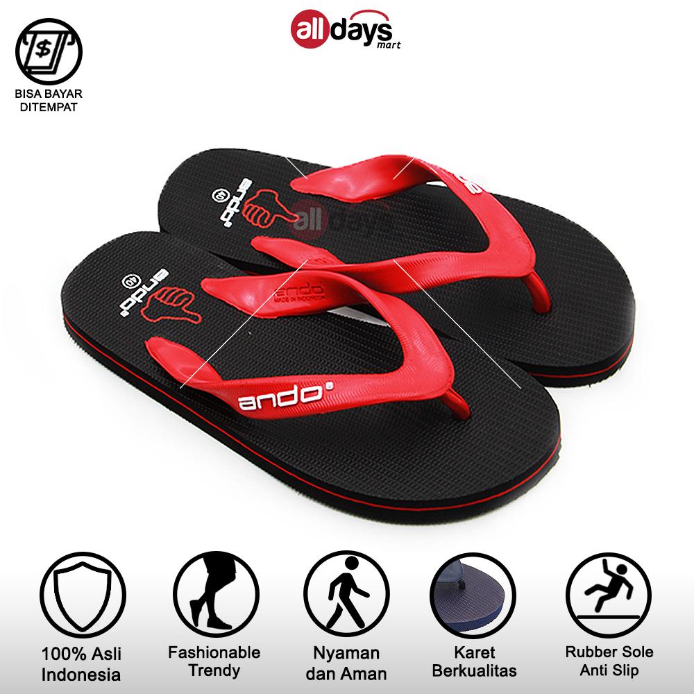Ando Sandal Jepit Pria Hawaii Like - MERAH Size 38-42 ando sandal jepit casual pria havana 06 size 38-42