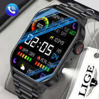 LIGE Pintar Jam Tangan Pria Olahraga Luar Ruangan Kebugaran Panggilan Bluetooth Gelang Tahan Air Pelacak Denyut Jantung Jam Tangan Pintar + Kotak