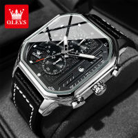 OLEVS Jam Tangan Pria Dewasa 2024 Terbaru Original Asli LED Import Anti Air Kulit Luxury Chronograph Watch Men Multifungsi