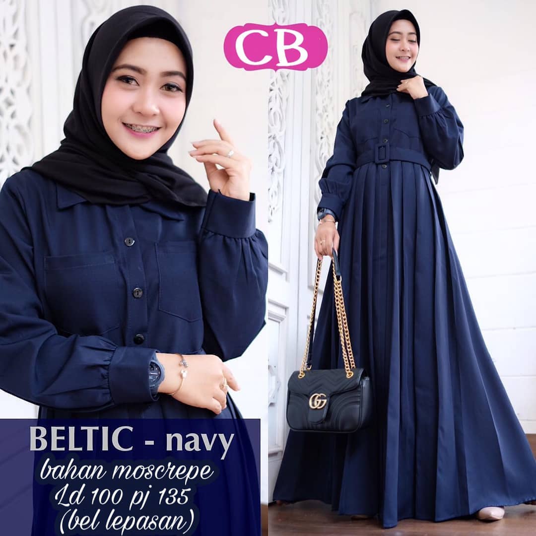 Baju Muslim Modern BELTIC DRESS CB Bahan MOSSCREPE Gamis Terbaru 2020 Modern Terlaris Gamis Wanita Remaja Kekinian Gamis Murah Jumbo