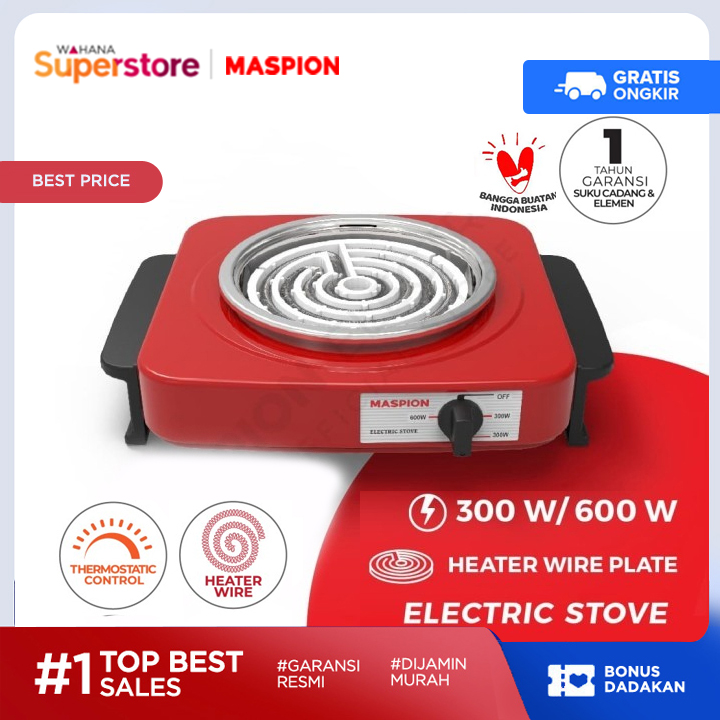 Maspion S300 / S-300 Kompor Listrik 300 Watt - Merah