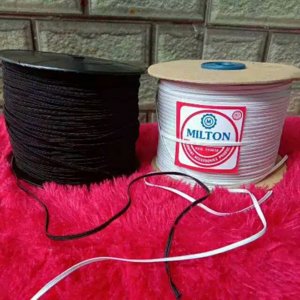 Karet Elastis Milton ukuran putih 3 mm Karet Baby / Tali Karet MILTON 1 roll