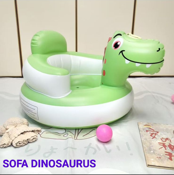 Kursi Duduk Bebek Sofa Bayi Bahan Pvc Music Karakter Bebek Warna Kuning Oren Sandaran Waktu Mandi Anak