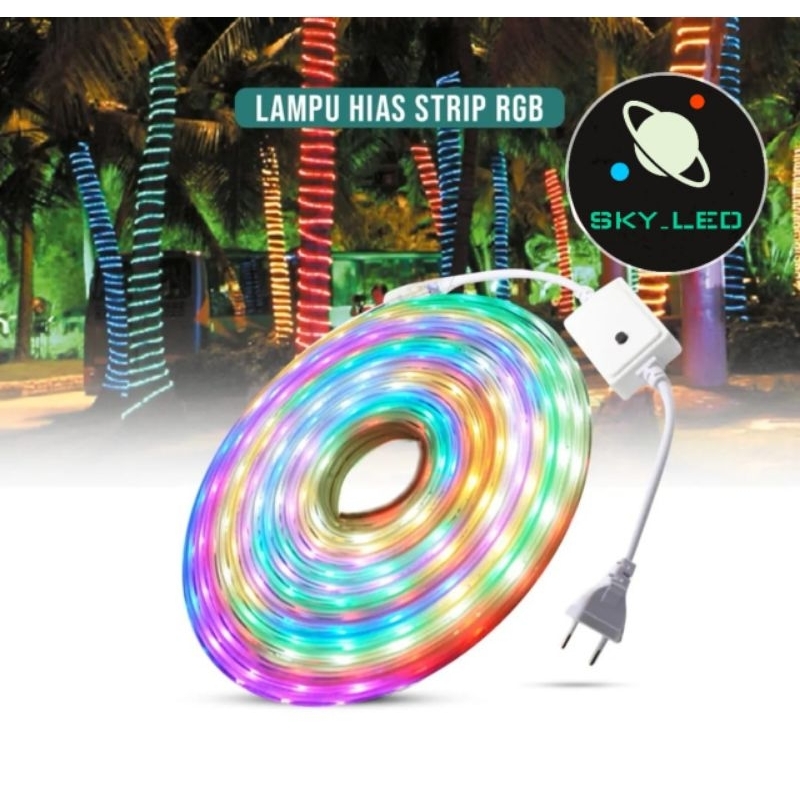 Lampu LED STRIP SELANG 2835 10M 220v 10 M Merah Putih Satu Set Tinggal Colok