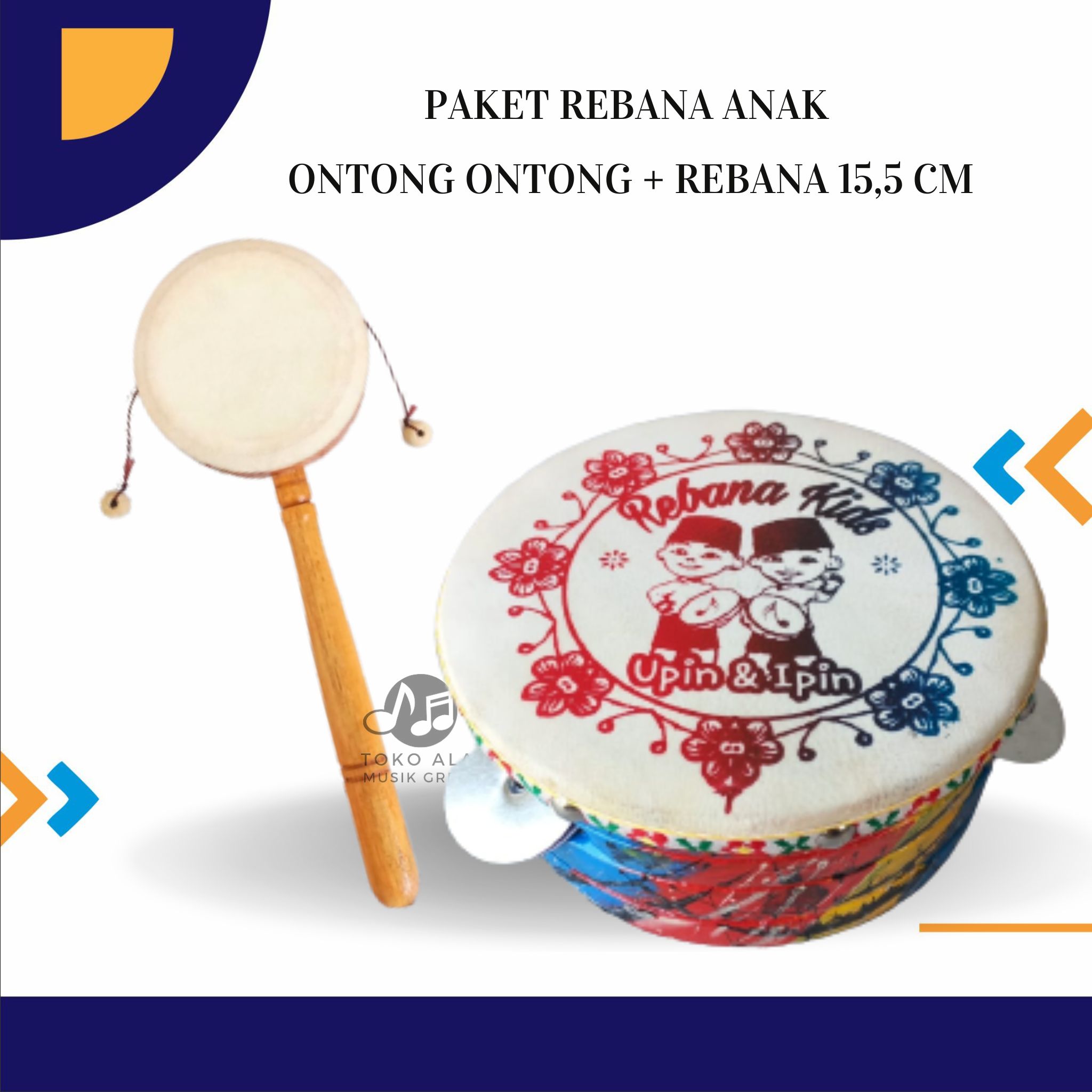 rebana hadroh murah ukuran 21 cm rebana anak hadroh anak terbangan kompang upin ipin anak