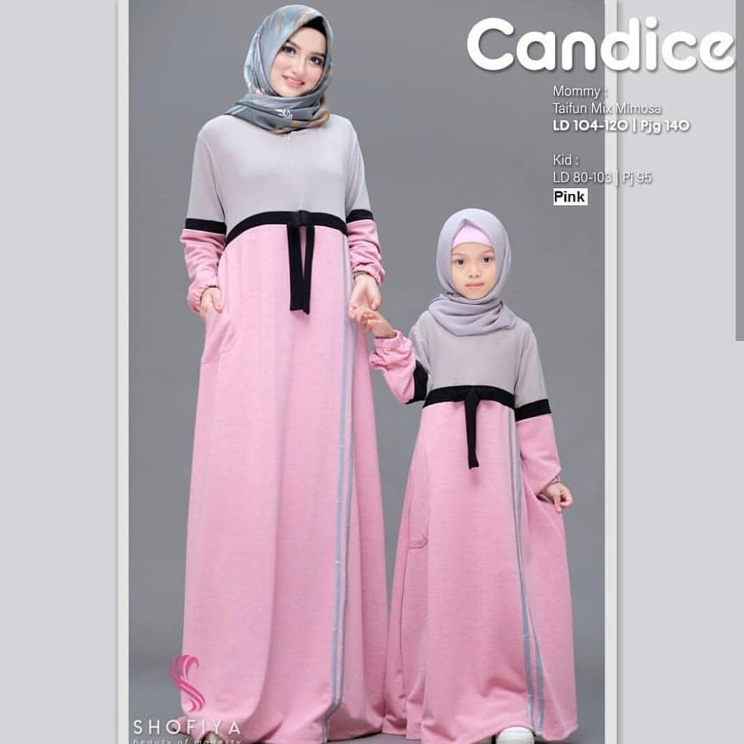 Baju Muslim Modern CANDICE COUPLE DRESS MOSCREPE (Dapat Baju Ibu + Baju Anak) Baju Atasan Casual Fashion Lengan Panjang Baju + Celana Modern Muslim Pakaian Perempuan Fashionable Stelan Termurah Simple Modis Bawahan Kekinian Model Terbaru 2019