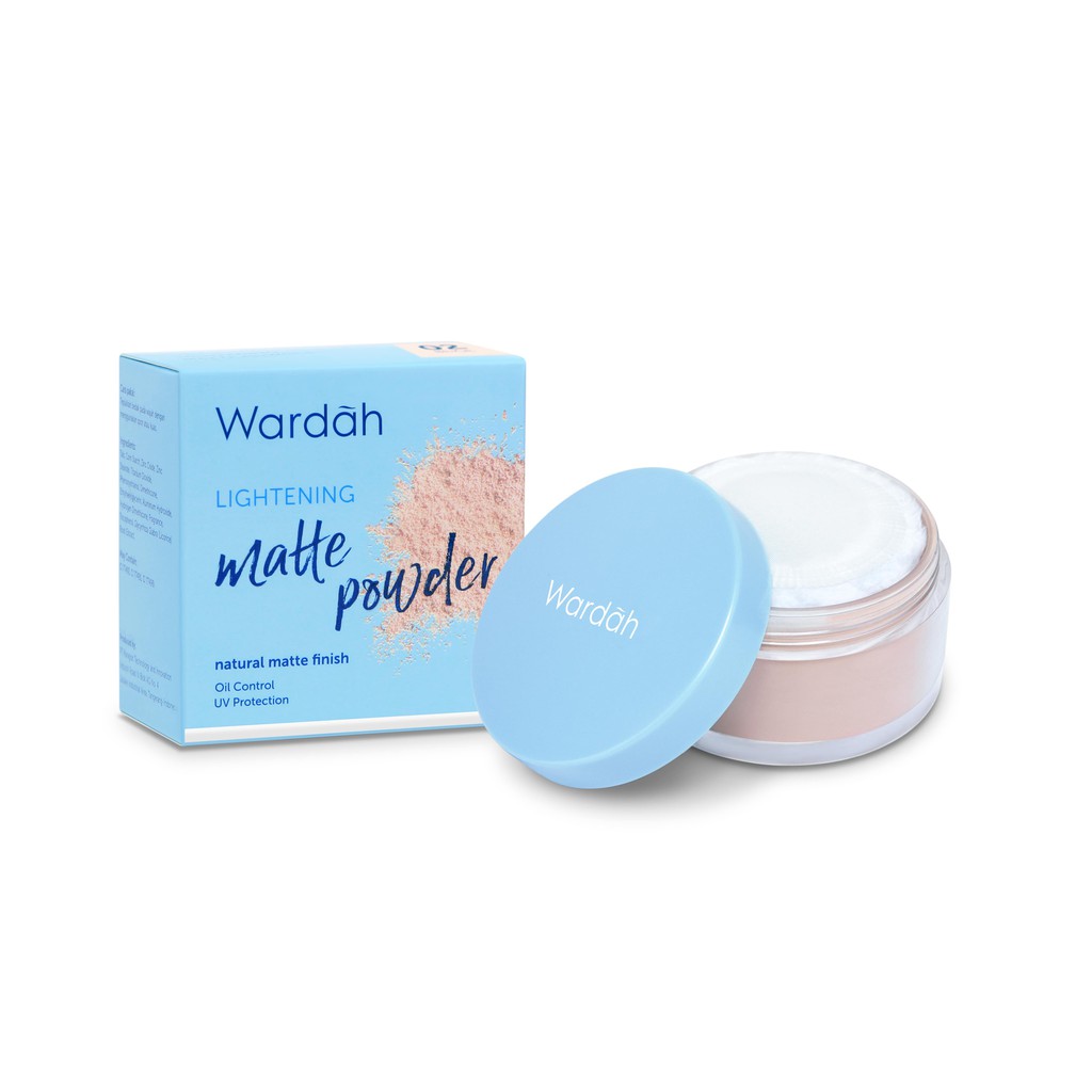 Wardah Lightening Matte Powder/ Bedak Tabur Wardah tersedia warna Light Beige, Beige, Ivory, Natural untuk base Makeup