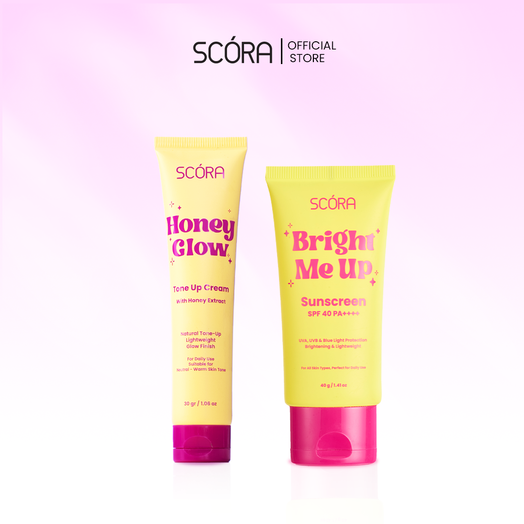 SCORA Bright Me Up Sunscreen 40 Gr + SCORA Honey Glow Tone Up Cream 30 Gr