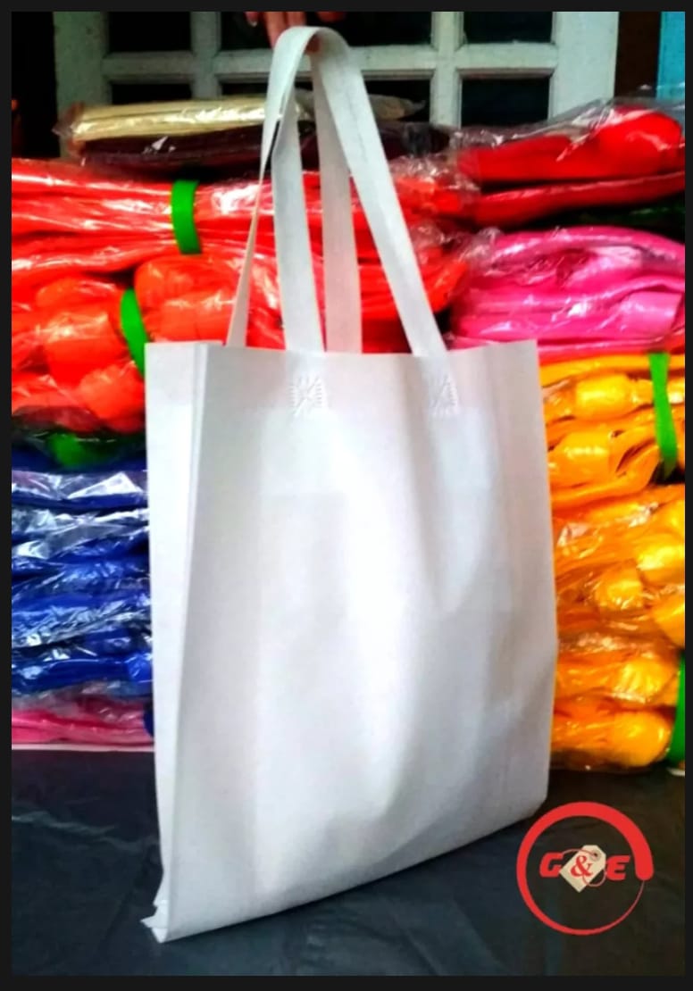 Lusinan 12 Tas Kain Spunbond Goodie Bag Model Handle Tali Sedang Besar 20x26x10 25x35x10 30x40x10 38x45x12 cm