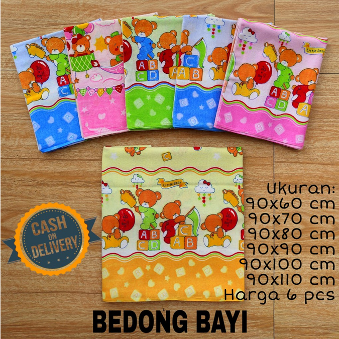Bedong Bayi Karakter ( 6 PCS ) / Kain Lembut / Tersedia 4 Ukuran = 70 X 90 sampai 90 X 120 / Real Picture / Good Quality