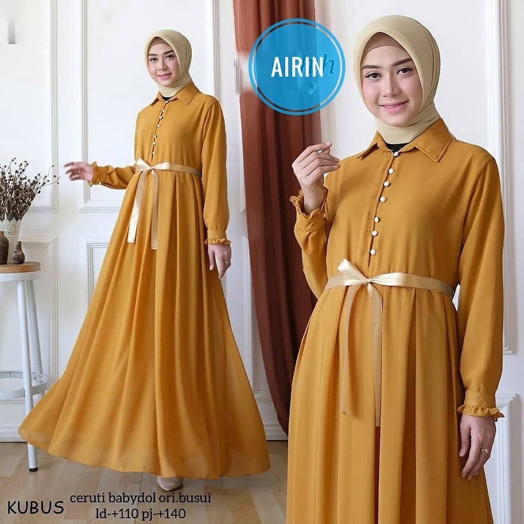 Baju Muslim Modern AIRIN MAXI BL Bahan CERUTY BABYDOLL FULL PURING MIX PITA BUSUI GAMIS WANITA TERBARU 2020 Modern Remaja Gamis Wanita Murah Gamis Wanita Jumbo