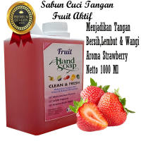 SABUN CUCI TANGAN FRUIT HAND SOAP PREMIUM AROMA STRAWBERRY NETTO 1000 ML MENJADIKAN TANGAN BERSIH LEMBUT DAN WANGI