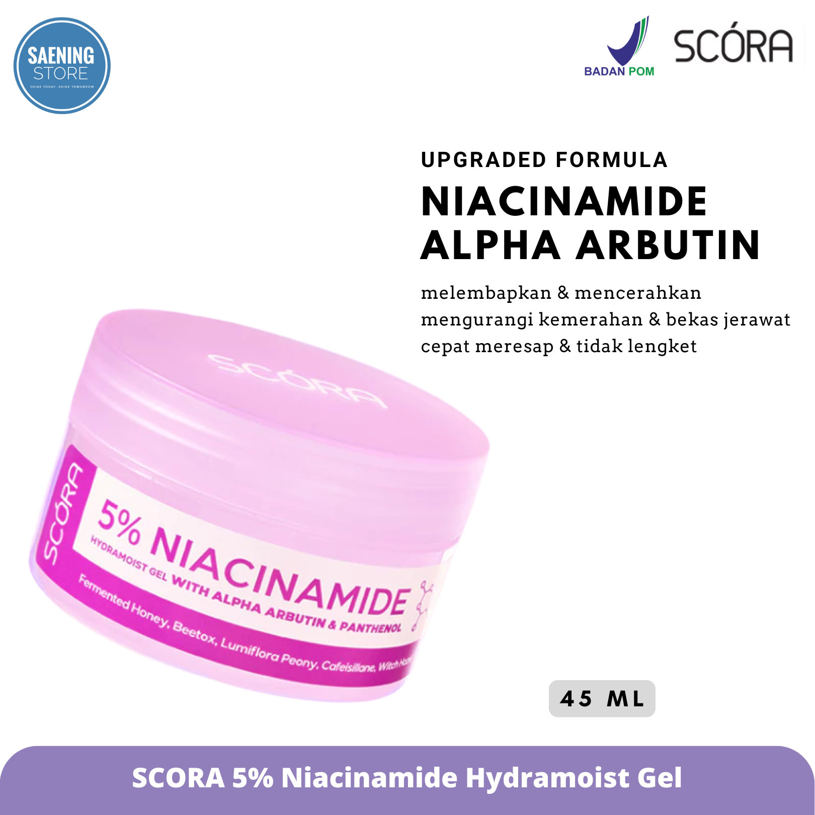 SCORA 5% Niacinamide Hydramoist Gel Pelembab Wajah yang Mencerahkan Kulit Memperbaiki Skin Barrie...