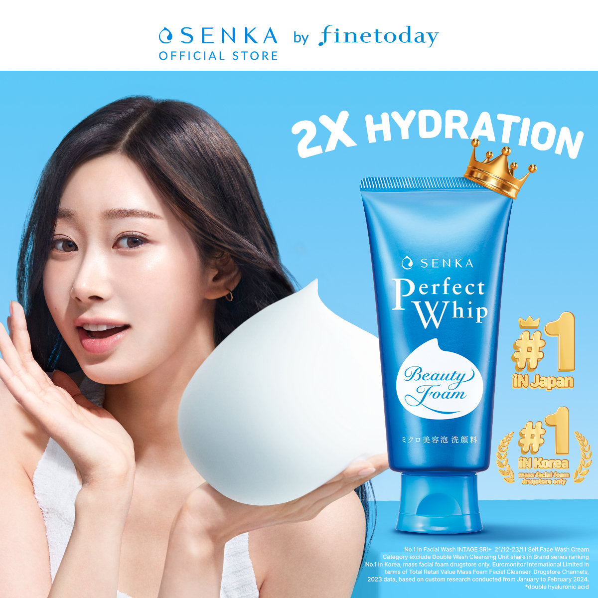 SENKA Perfect Whip U 120gr - Facial Foam with Double Hyaluronic Acid For All Skin Type
