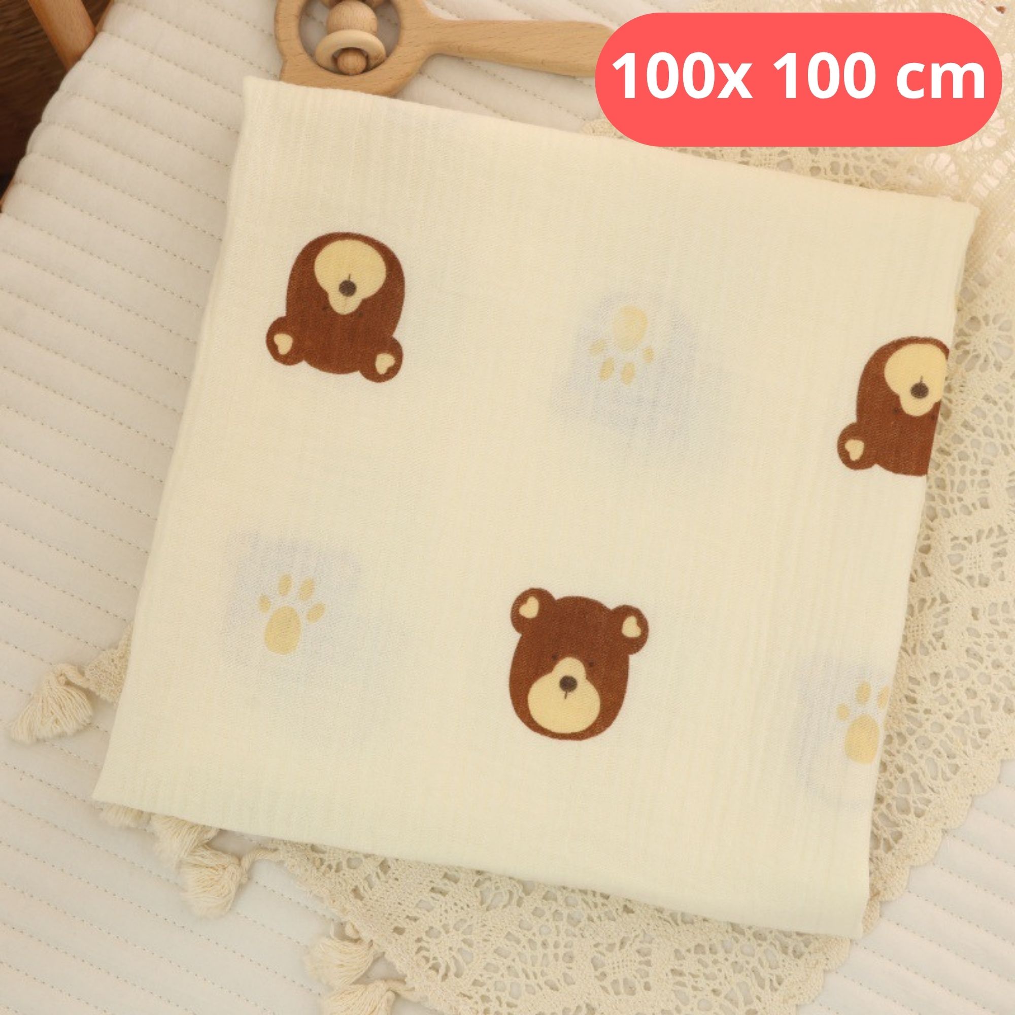 WNDR Bedong Bayi Bahan Katun Muslin Bamboo Tipis 80x80 & 100x100 cm | Penutup Stroller Bedong Bayi Halus