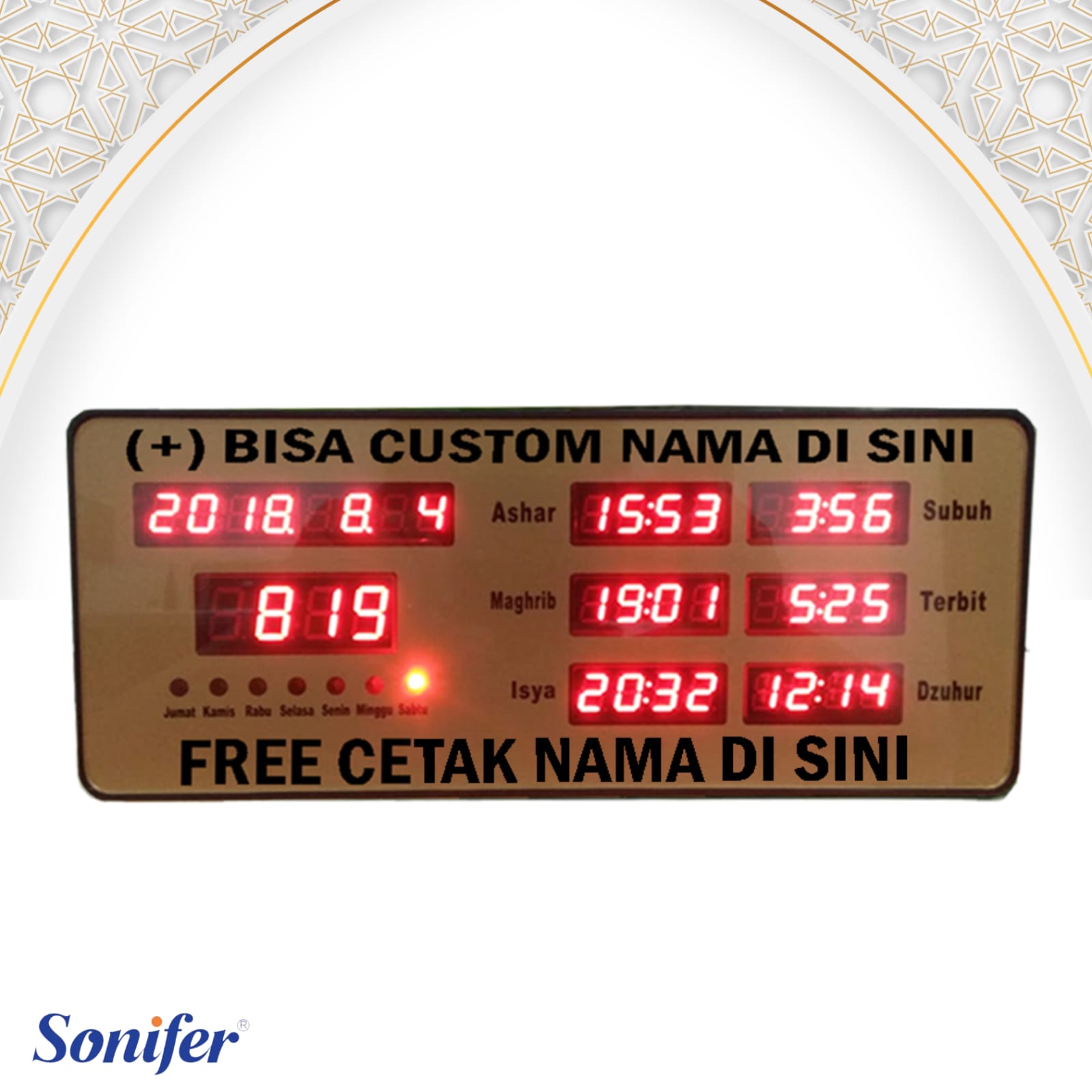 Sonifer Jam Adzan Jadwal Sholat Otomatis Suara Azan & Beep Beep FREE CUSTOM NAMA