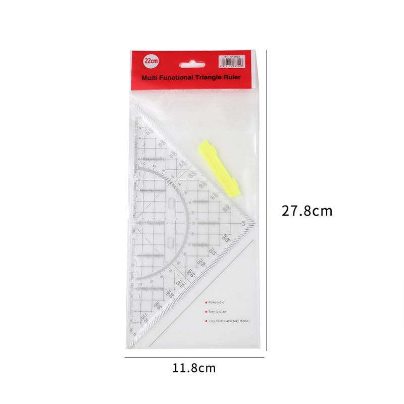 Penggaris Segitiga Clear Triangle Triangular Ruler Pegangan Rotring 22cm