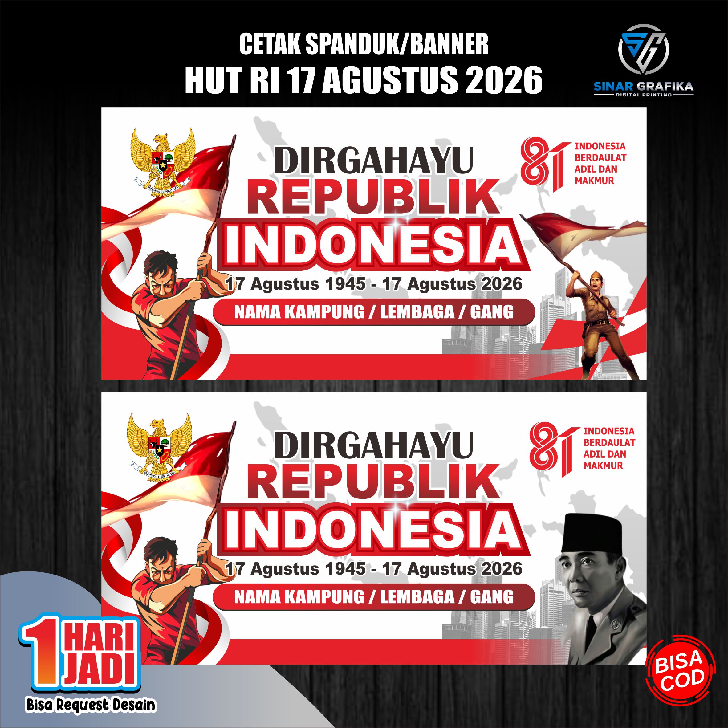 Cetak Spanduk 17 Agustus 1945 | Cetak Banner HUT RI 2026