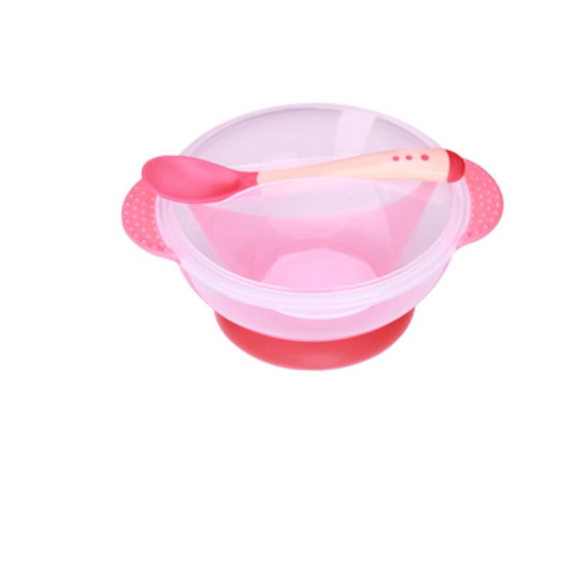 Murah Banget - Set Mangkok Sendok Bayi Sensor Panas Anti Tumpah / Alat Makan Set MPASI Bayi