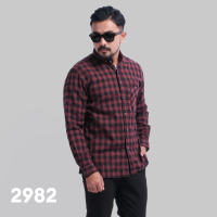 PAKAJI Kemeja Pria Flanel Panjang Premium Kotak Kotak Kemeja Flanel Hitam Burgundy 2646