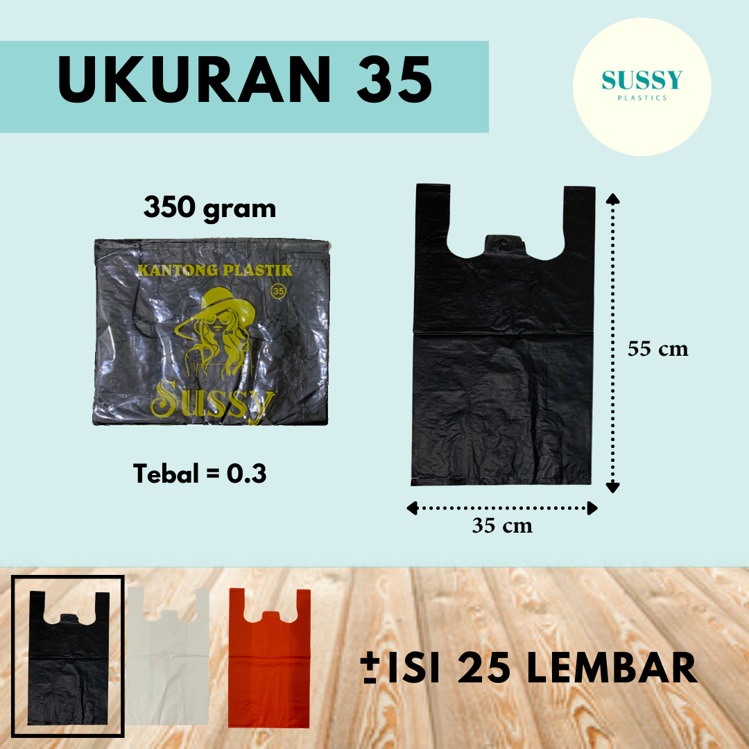 Kantong Plastik Kresek Sussy 350 gr Tebal Hitam Ukuran 17 24 28 35 40