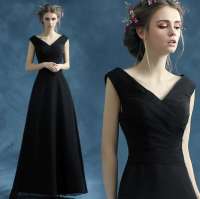 Gaun Pengantin Hitam Vintage Gadis Gaun Pesta Malam / gaun bridesmaid simple