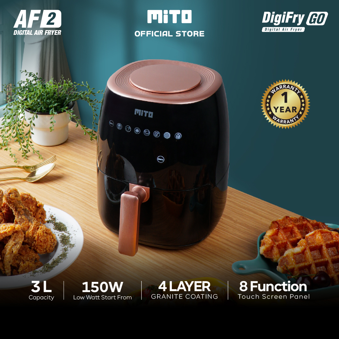 MITO Air Fryer Go AF2 Low Watt 3L Mesin Penggoreng Tanpa Minyak