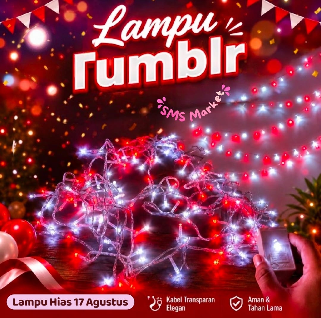 10 Meter Lampu Tumblr Merah Putih Lampu Hias Dekorasi HUT RI 17 Agustusan