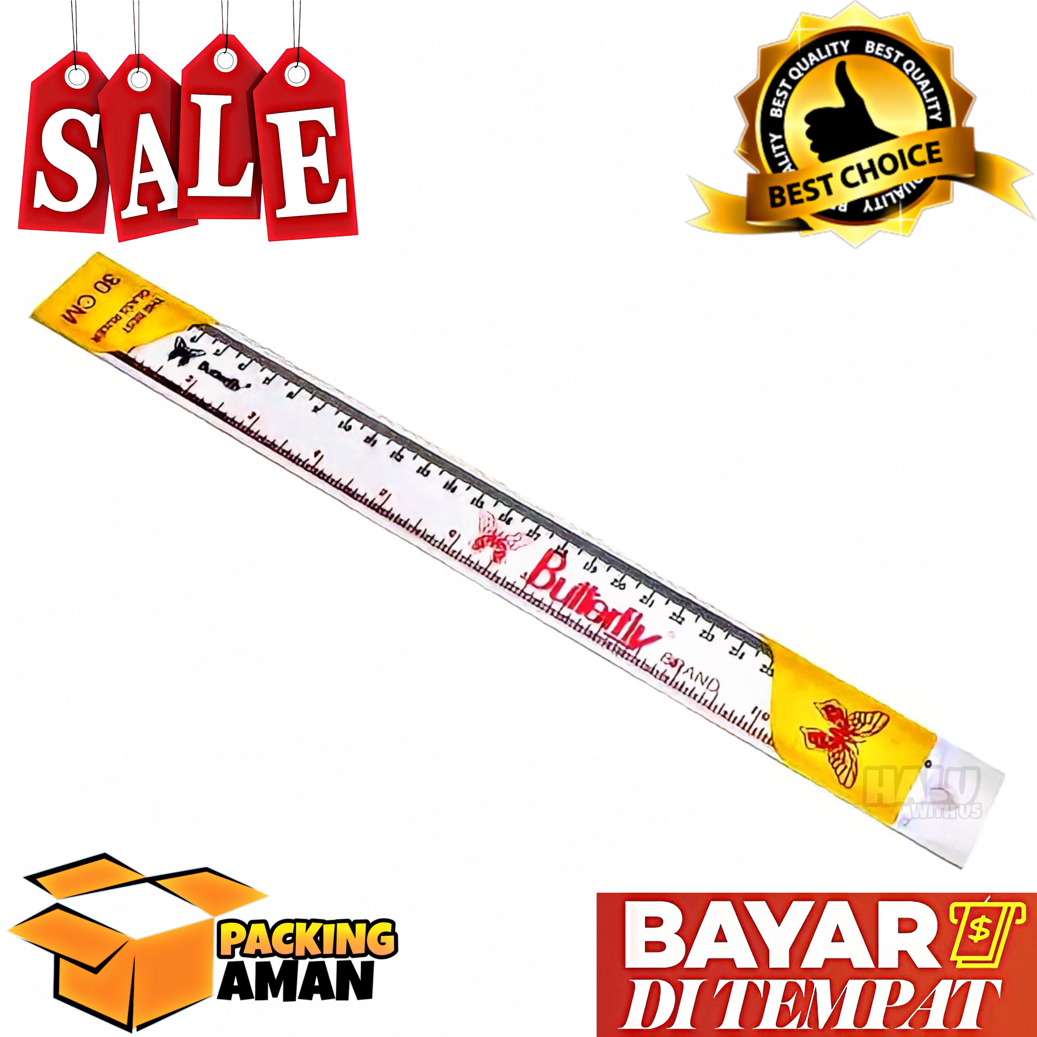 (BISA COD) PROMO 1 Pcs Butterfly Penggaris 30 CM / Penggaris Plastik