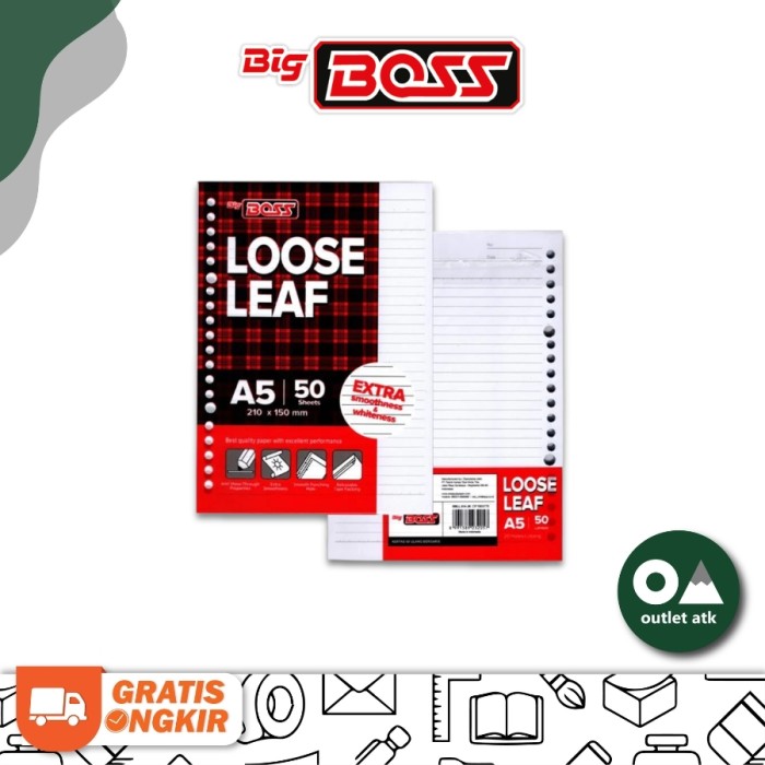Loose Leaf Bergaris A5 / Isi Kertas File Binder SIDU Big Boss isi 50