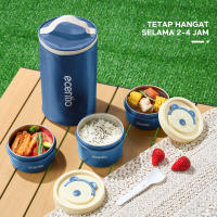【Buy 1 Get 5pcs Set Gift】ecentio tempat makan stainless 400ml+400ml+600ml lunch box tas set 3pcs merah Kotak Makan anti tumpah 304 Stainless Steel tas bekal dan free sumpit