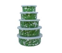 Kedaung Mixing Bowl Set 5 Pcs Loreng Mangkok Enamel - Hijau