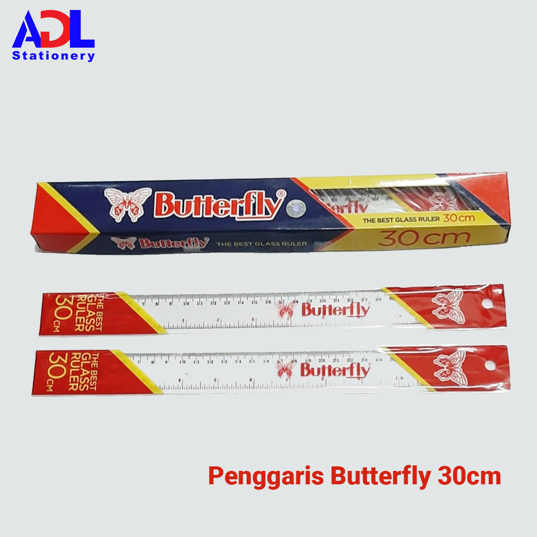 Penggaris Butterfly 30 cm dengan 1 Lusin- Stationery Kantor