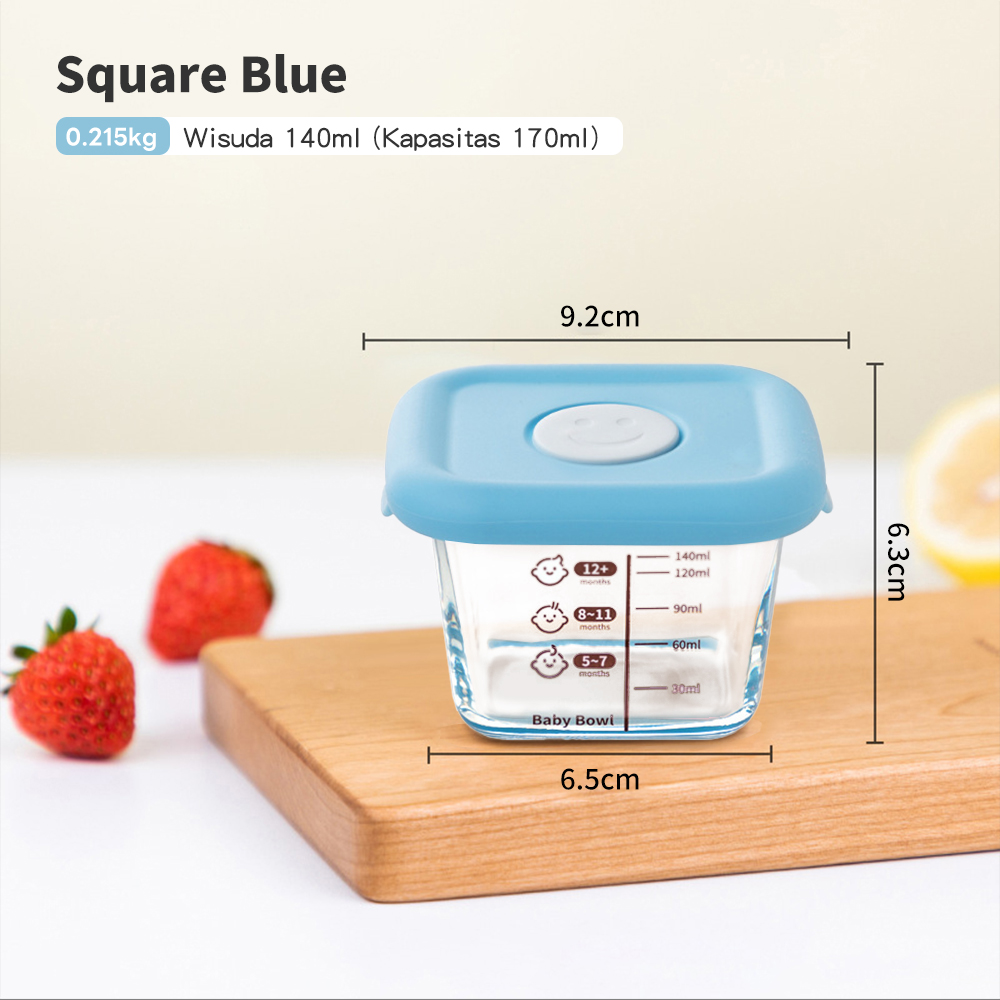 LAKOE Wadah Mpasi Bayi Kaca Tempat Makan Bayi Baby Glass Food Container 140&170ML