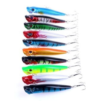 9 Cm Plastik Popper Fishing Lures Bass Top Air Rattles-Intl