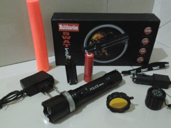 Senter Swat Police + lensa kuning + kompas