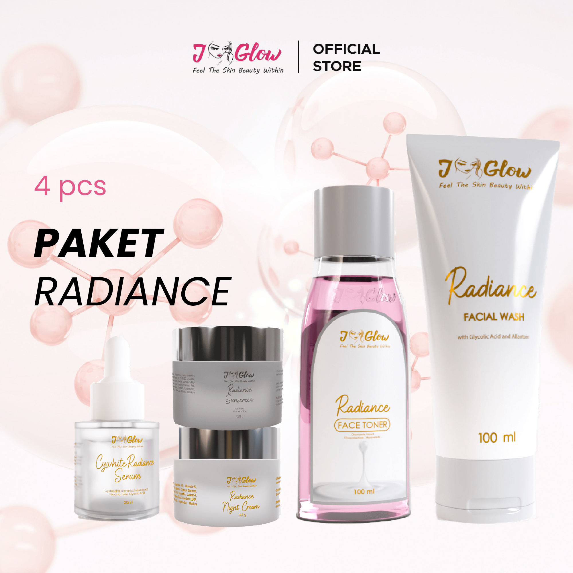 J-Glow - Paket Radiance Untuk Mencerahkan Kulit Wajah (Khusus Kulit Normal) - 5 Pcs