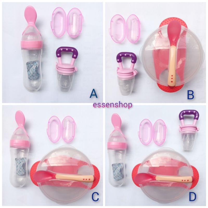 Set Perlengkapan Makan Bayi / Peralatan Makan Bayi / Alat Makan Bayi / Paket Perlengkapan makan MPASI Bayi mangkok sendok silicone baby feeder sendok botol bayi dot buah sikat gigi
