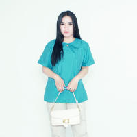 Putri Nasya Blouse OverSize / Atasan Lengkap L 2L 4L Model Blus Jumbo Kerja / Pakaian Kekinian / Atasan Over Size Kantor Kerja / Blus Bigsize Formal Bahan Katun / Baju Model Tangan Pendek Panjang Polos Crew Neck Dusty Pink Turkish Green Sage Soft Pink