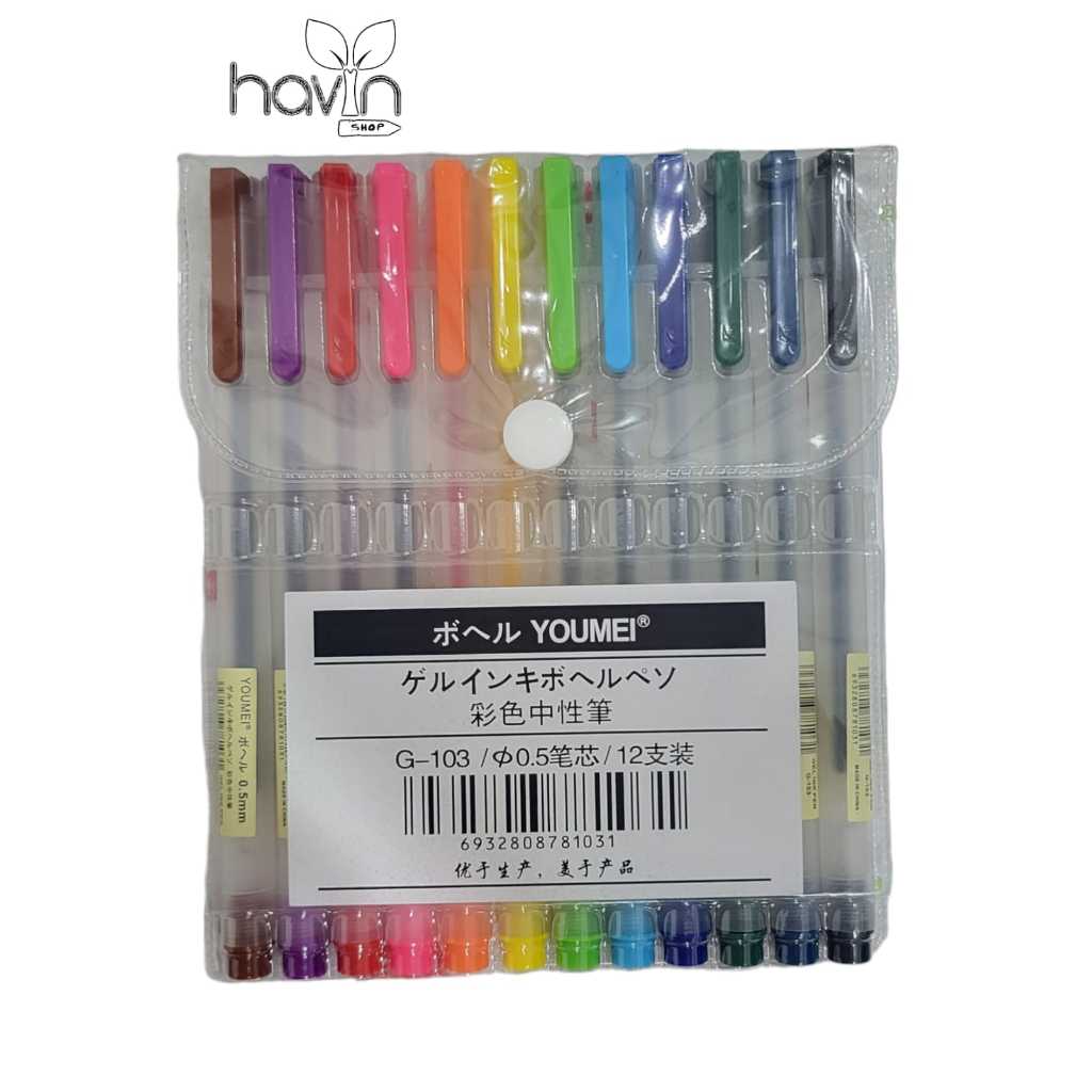 (12pc) pen gel warna warni YOUMEI/gel pen warna warni