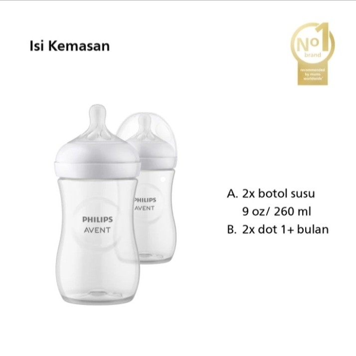 Philips Avent SCF693/23 Bottle Natural New 260 ml - Twin Pack (Putih)