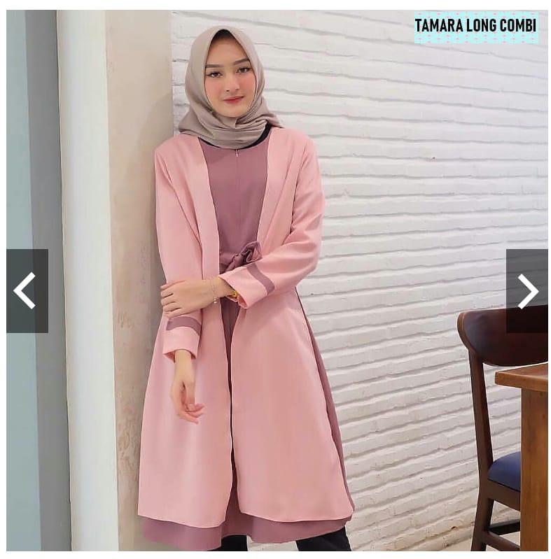 Baju Muslim Modern Tamara Long Combi Blouse Baloteli Atasan Modern Tunic Terbaru Fashion Lengan Panjang Wanita Kerja Tunik Modis Pakaian Casual Gaun Perempuan Casual Elegant Blus Hijab Trendy Muslimah Simple Top Termurah Kekinian Baju Modis Fashionable